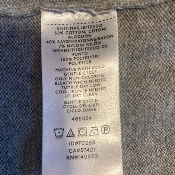 NWOT LOFT Gray/Off White Satin Trim Open Front Cardigan - Picture 9 of 9